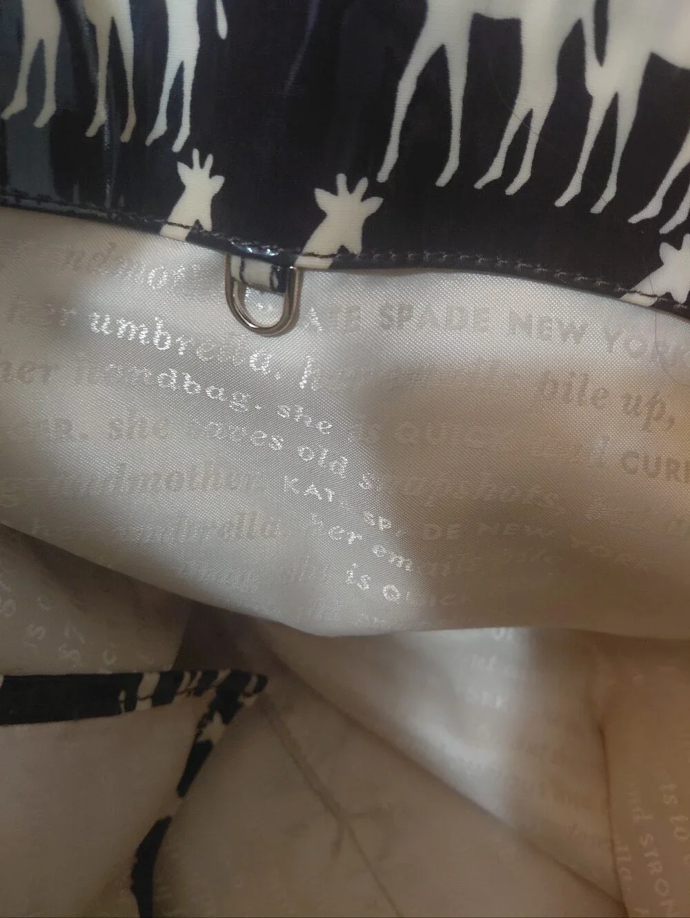 kate spade Giraffe Print Tote Black and Cream Bag